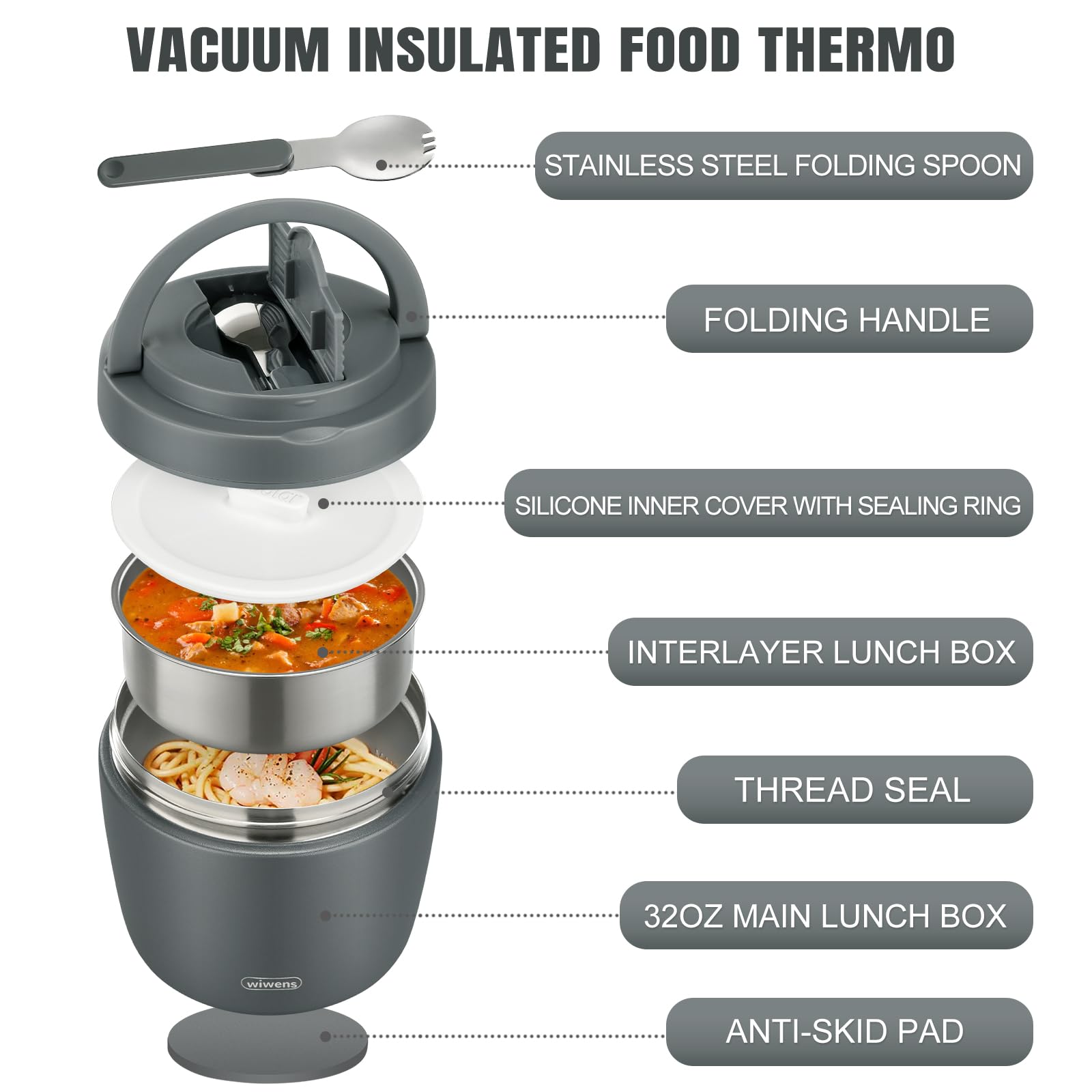 wiwens Thermo Food Jar interior view shows double-wall insulation for temperature retention