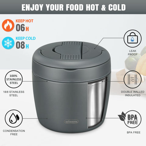 wiwens Thermo Food Jar lid with seal demonstrates leak-proof design for transport