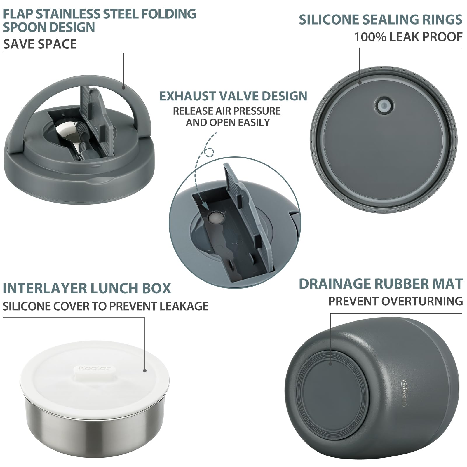 wiwens Thermo Food Jar wide mouth in grey allows easy filling and cleaning