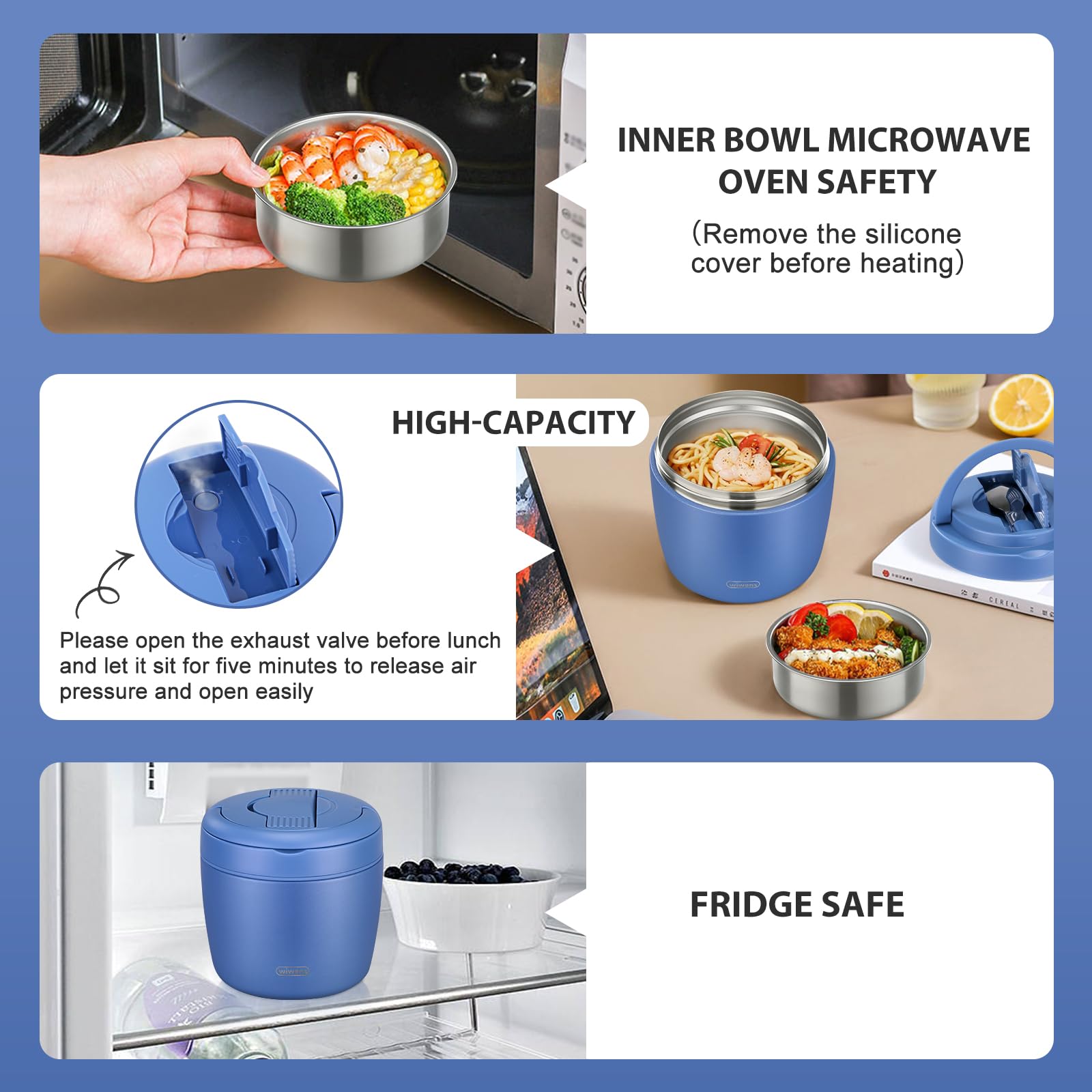 wiwens Thermo Food Jar anti-slip base keeps it stable on desks.