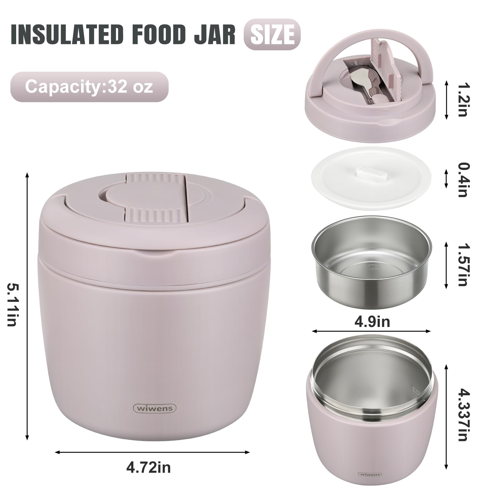 Wiwens Thermo Food Jar folding spoon saves space during meals