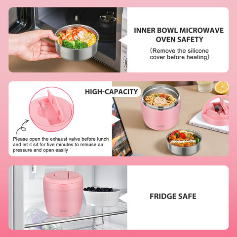 wiwens Thermo Food Jar pink2 32oz capacity suits meals for teens and adults