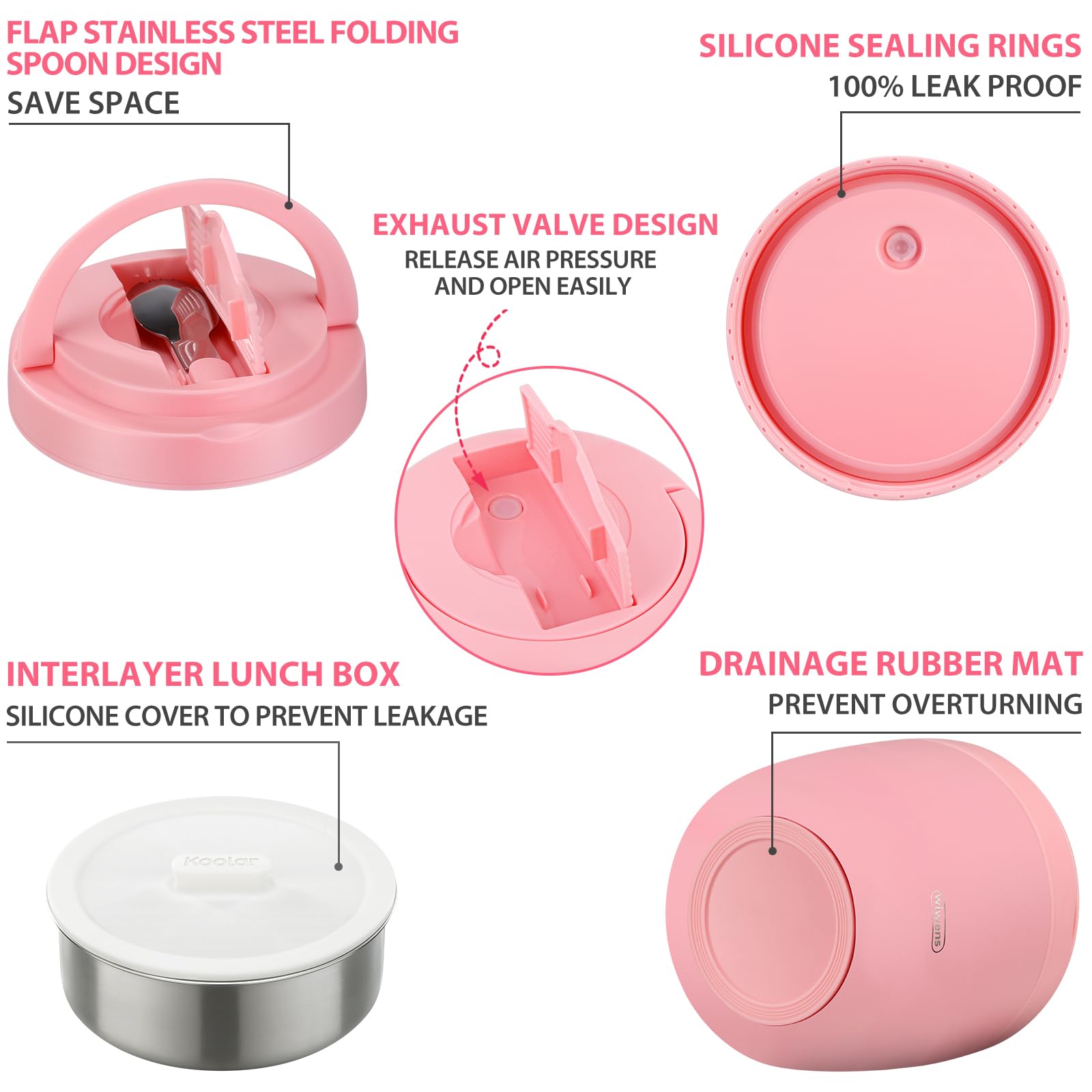 wiwens Thermo Food Jar pink2 hidden spoon folds discreetly for convenient eating on the move