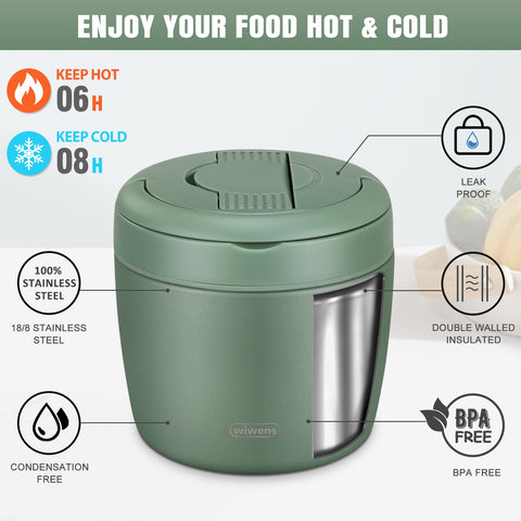 wiwens Thermo Food Jar hidden spoon enables convenient on-the-go dining