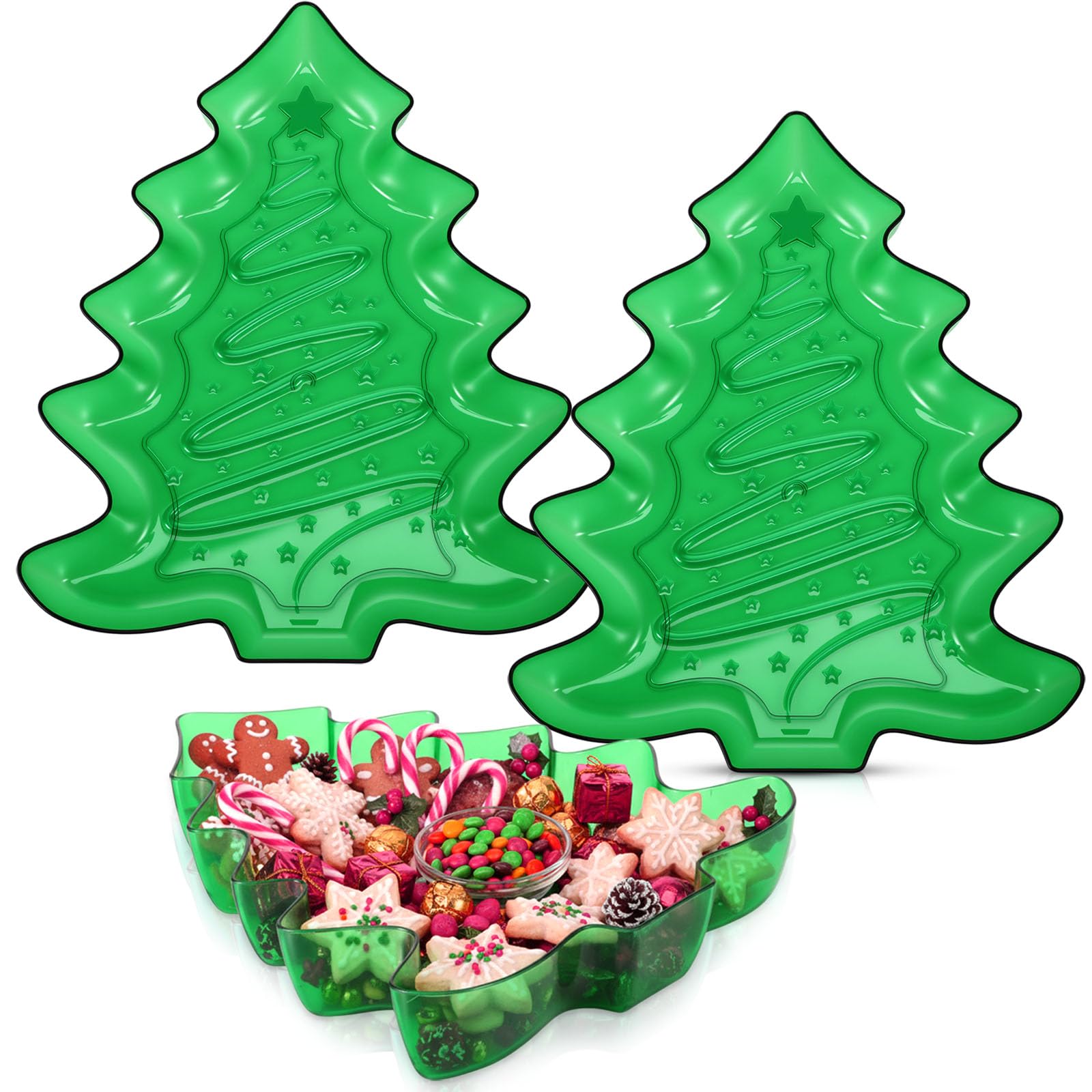 Wiwiqing Christmas tree serving tray top view shows festive green design for appetizers