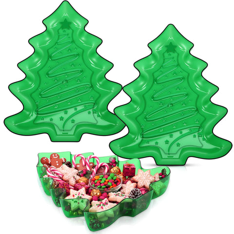 Wiwiqing Christmas tree serving tray top view shows festive green design for appetizers
