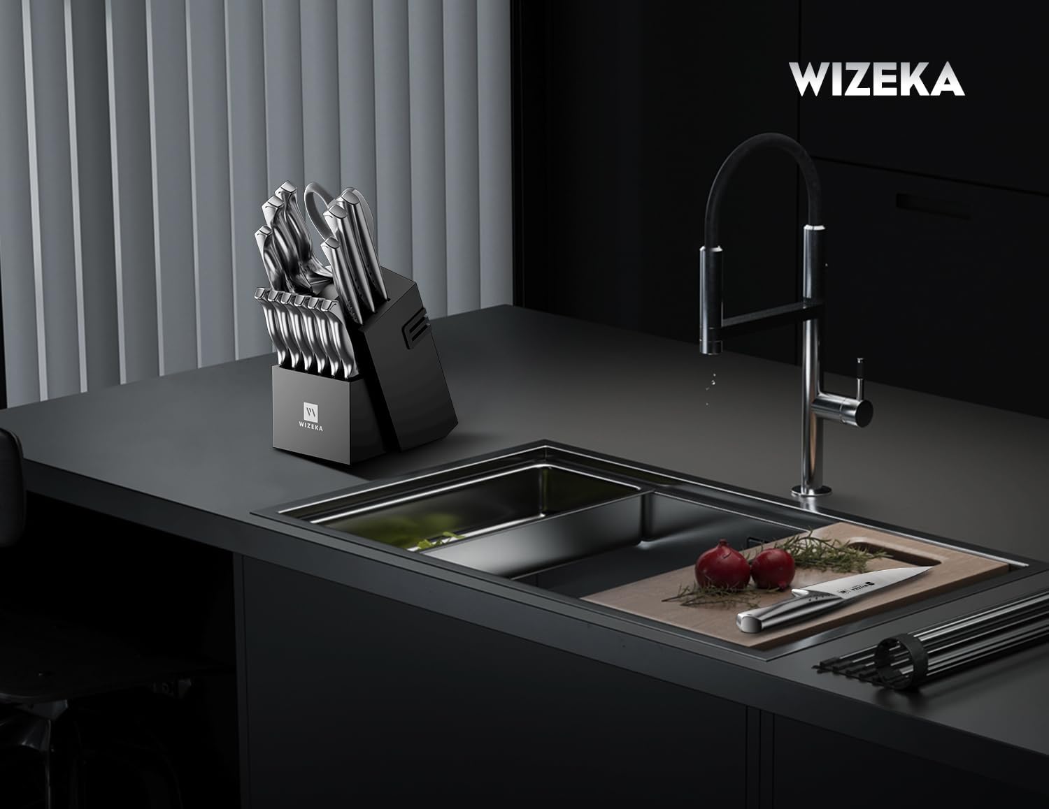 Wizeka 15-piece knife set covers essential kitchen tasks with versatile blades.
