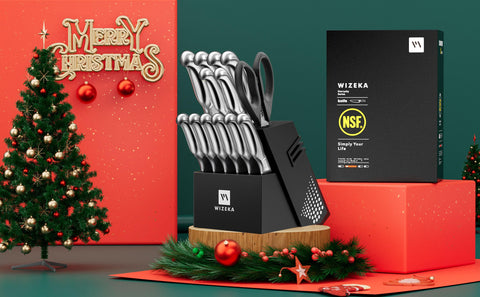 WIZEKA 4-5 inch serrated steak knives for effortless cutting