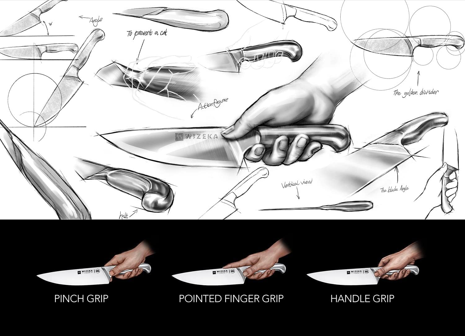 WIZEKA 8 inch bread knife for clean, even slices
