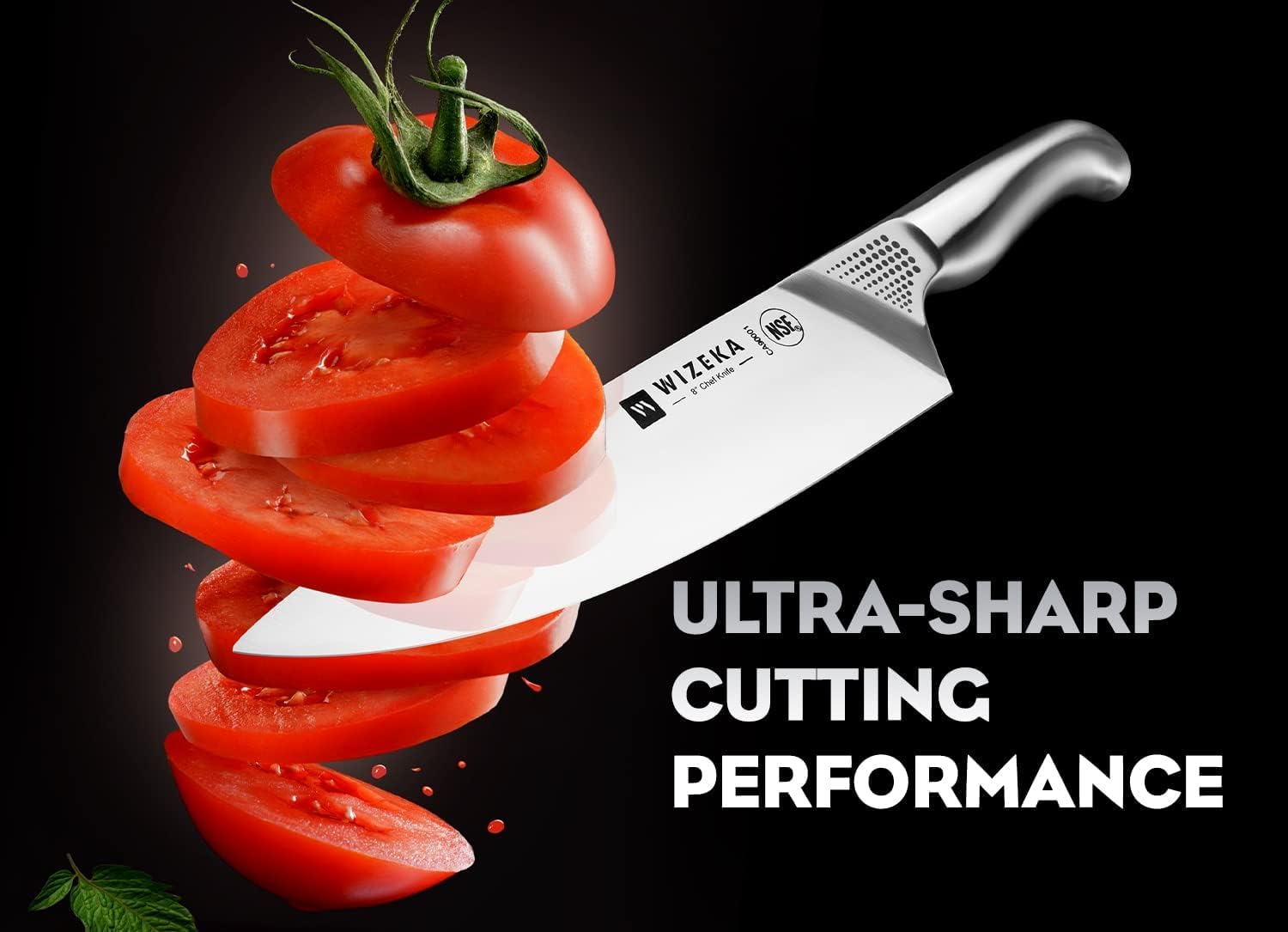 WIZEKA 8 inch chef knife for precise chopping