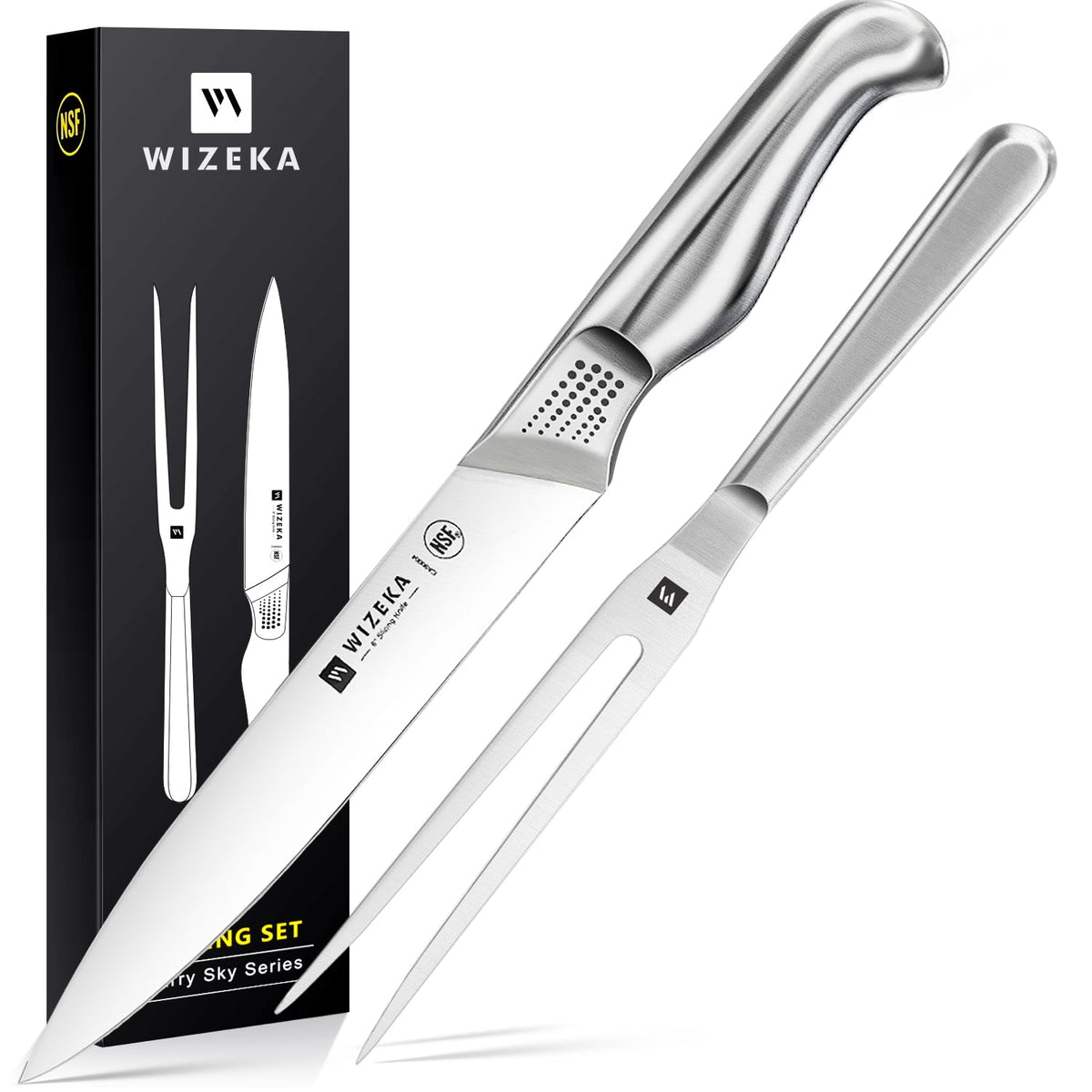 WIZEKA 8-inch turkey carving knife with sharp blade for precise, effortless slicing