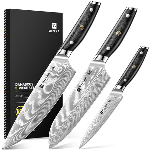 WIZEKA 8-inch Damascus chef knife for precise chopping and clean cuts.