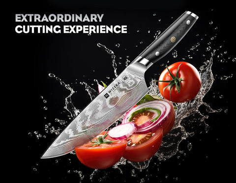 WIZEKA 7-inch Damascus Santoku knife ideal for versatile vegetable and meat prep.