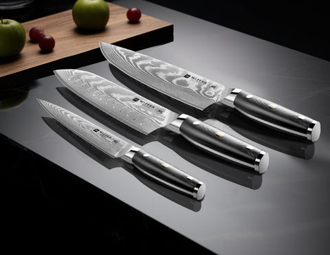 WIZEKA G10 riveted handle offers stability and easy cleaning in busy kitchens.