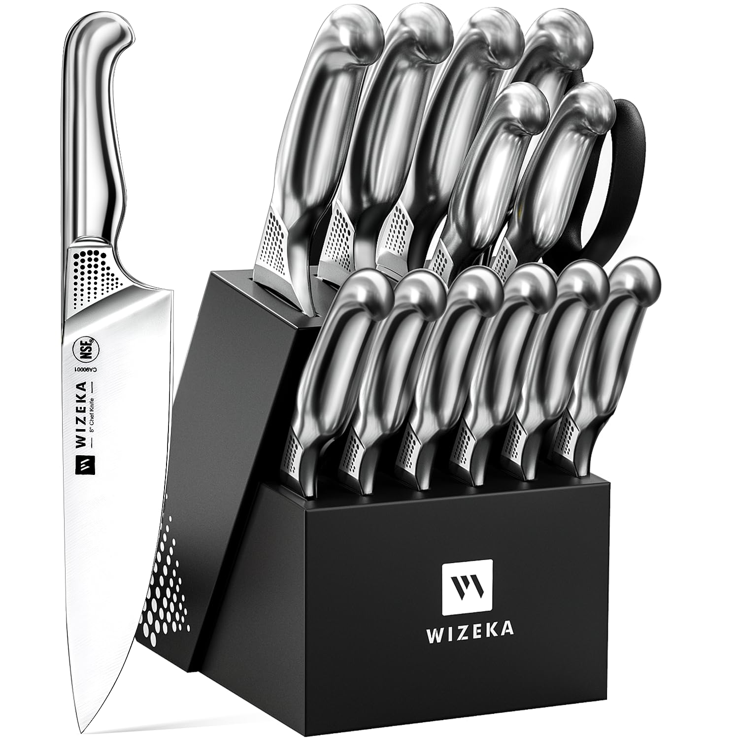 WIZEKA Starry Sky knife block with full knife set for organized prep