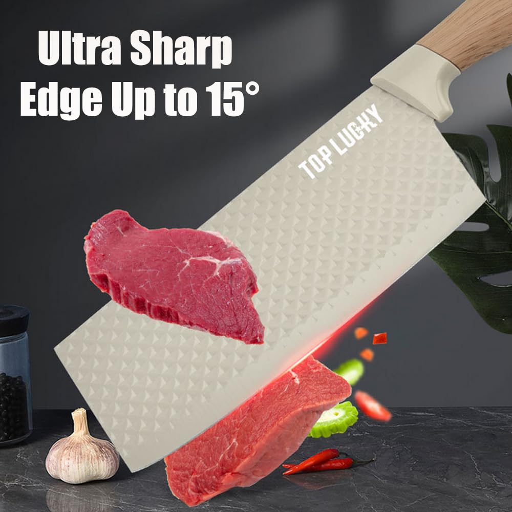 Wiztoynia 12-inch kitchen knife shows sharp edge and balanced handling