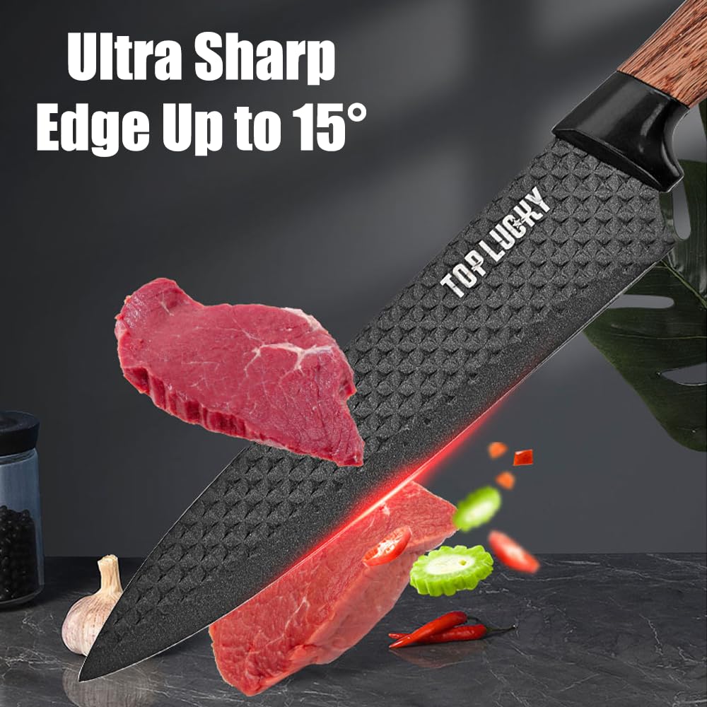 Wiztoynia 12-inch kitchen knife edge for precise slicing of meats and produce.