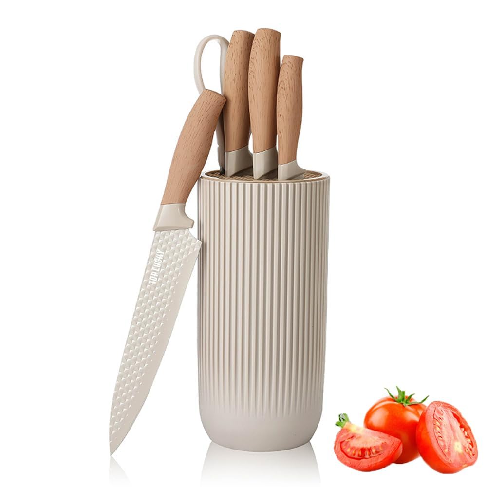 Wiztoynia 6-Piece Khaki Knife Set in a modern kitchen, ready for precise cutting