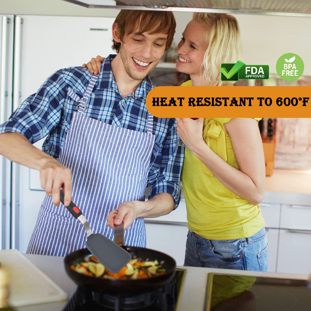 Wiztoynia wide slotted turner drains sauces while flipping