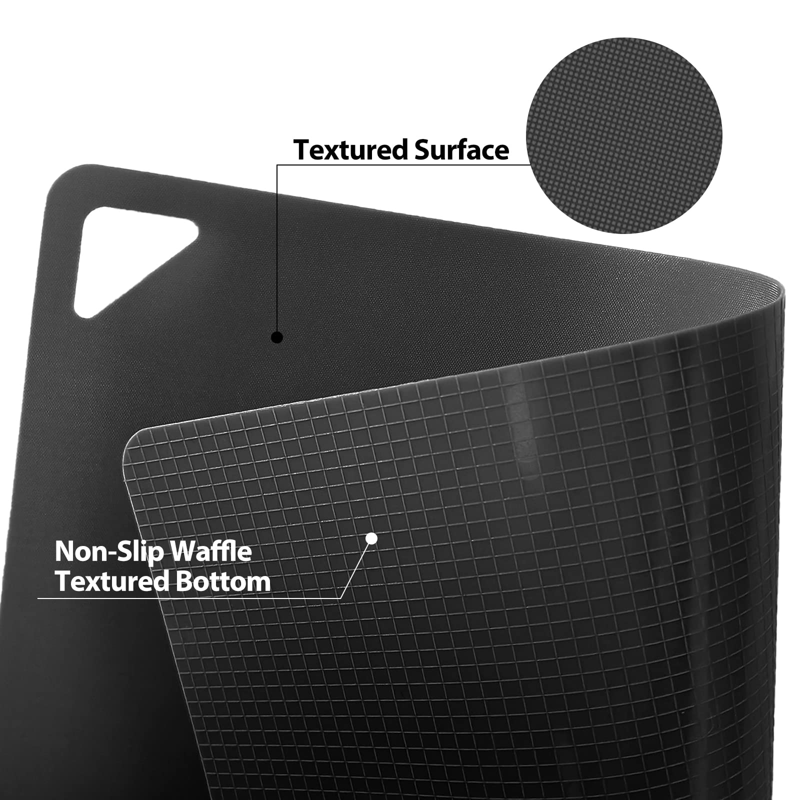 WK non-slip waffle-back boards stay steady on counters during chopping.