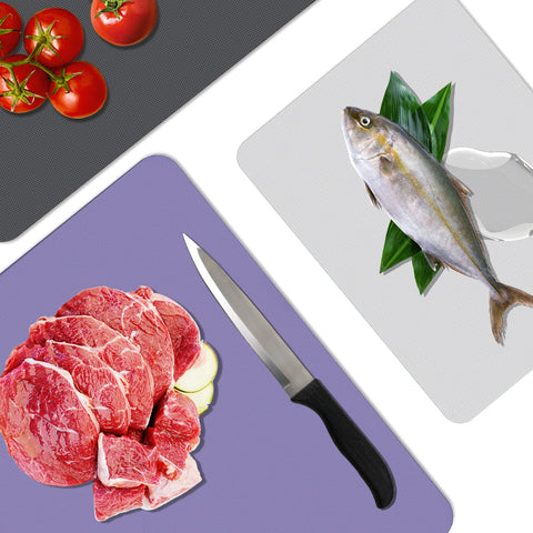 WK BPA-free, dishwasher-safe cutting mats simplify cleanup after meals.