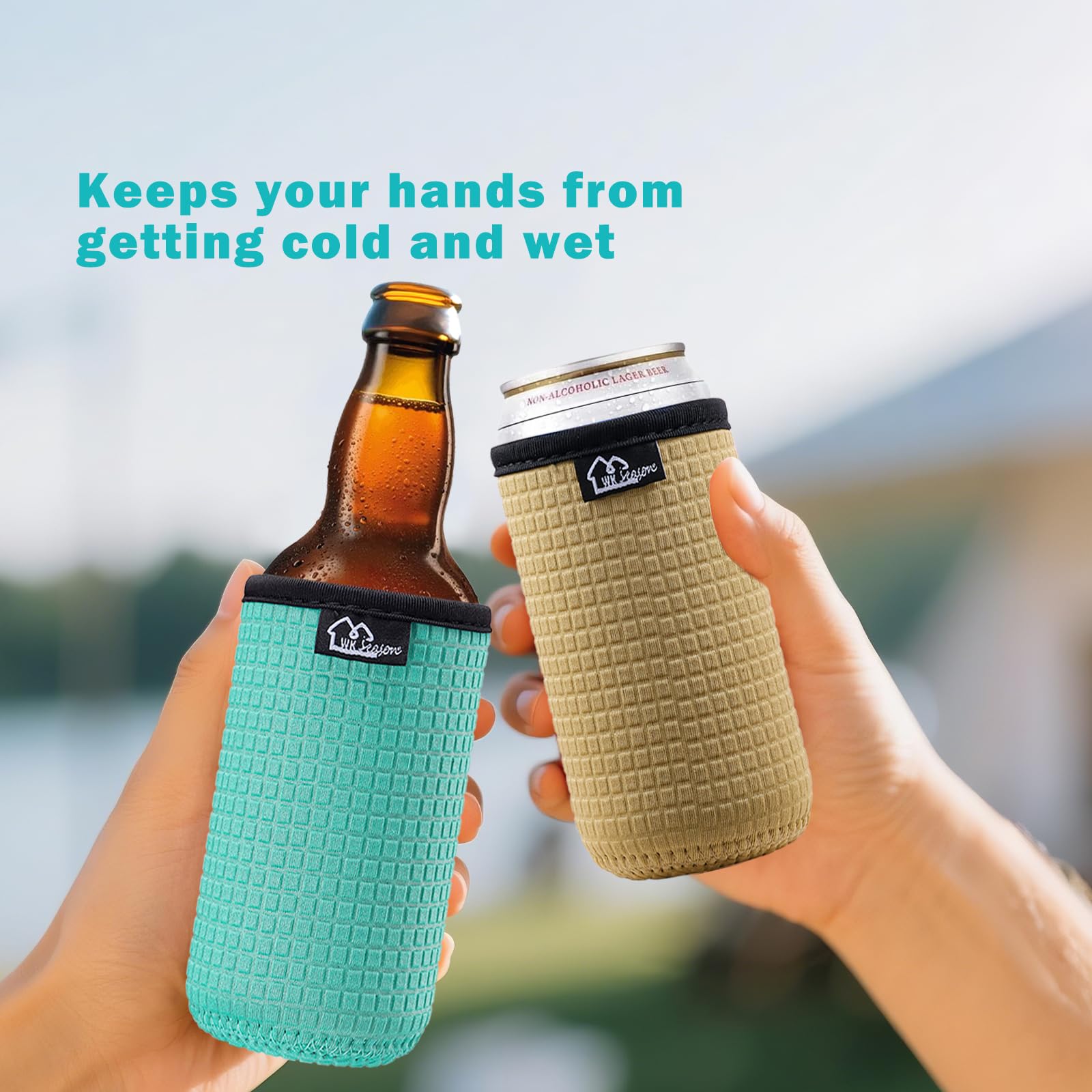 WK IEASON khaki 12oz sleeve for slim cans offers portable use