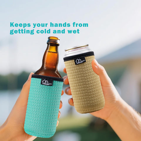WK IEASON khaki 12oz sleeve for slim cans offers portable use