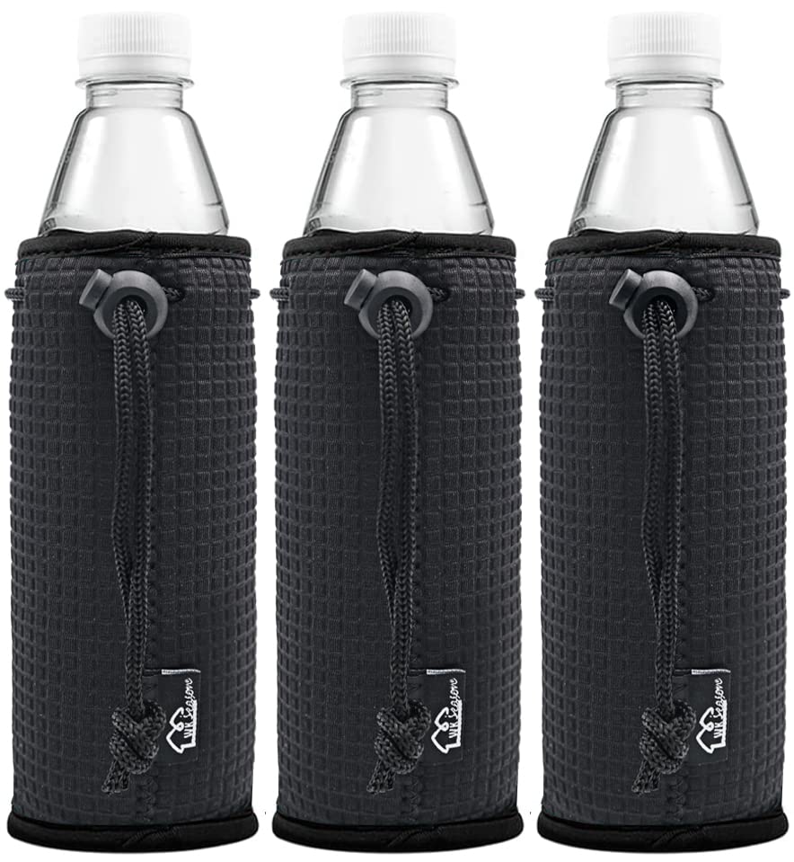 WK IEASON water bottle cover neoprene sleeve in black 3-pack front view for grip and insulation