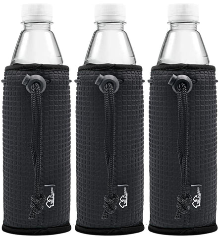 WK IEASON water bottle cover neoprene sleeve in black 3-pack front view for grip and insulation