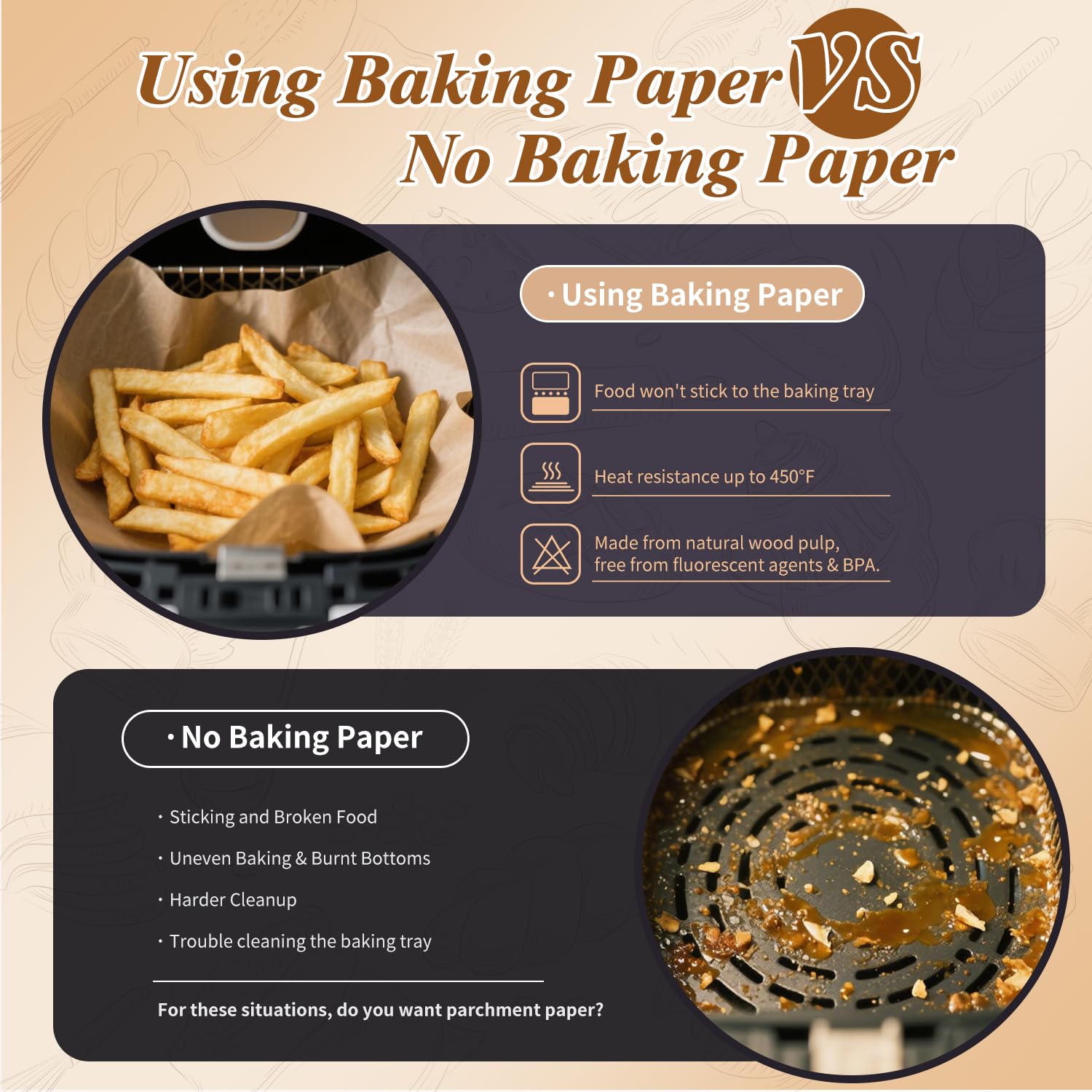 WKTML parchment paper 12x17 half-sheet, pre-cut for quick setup and consistent results.