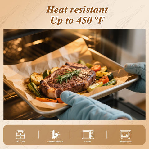 WKTML baking paper 12x17 heat resistant up to 450F for sturdy baking.