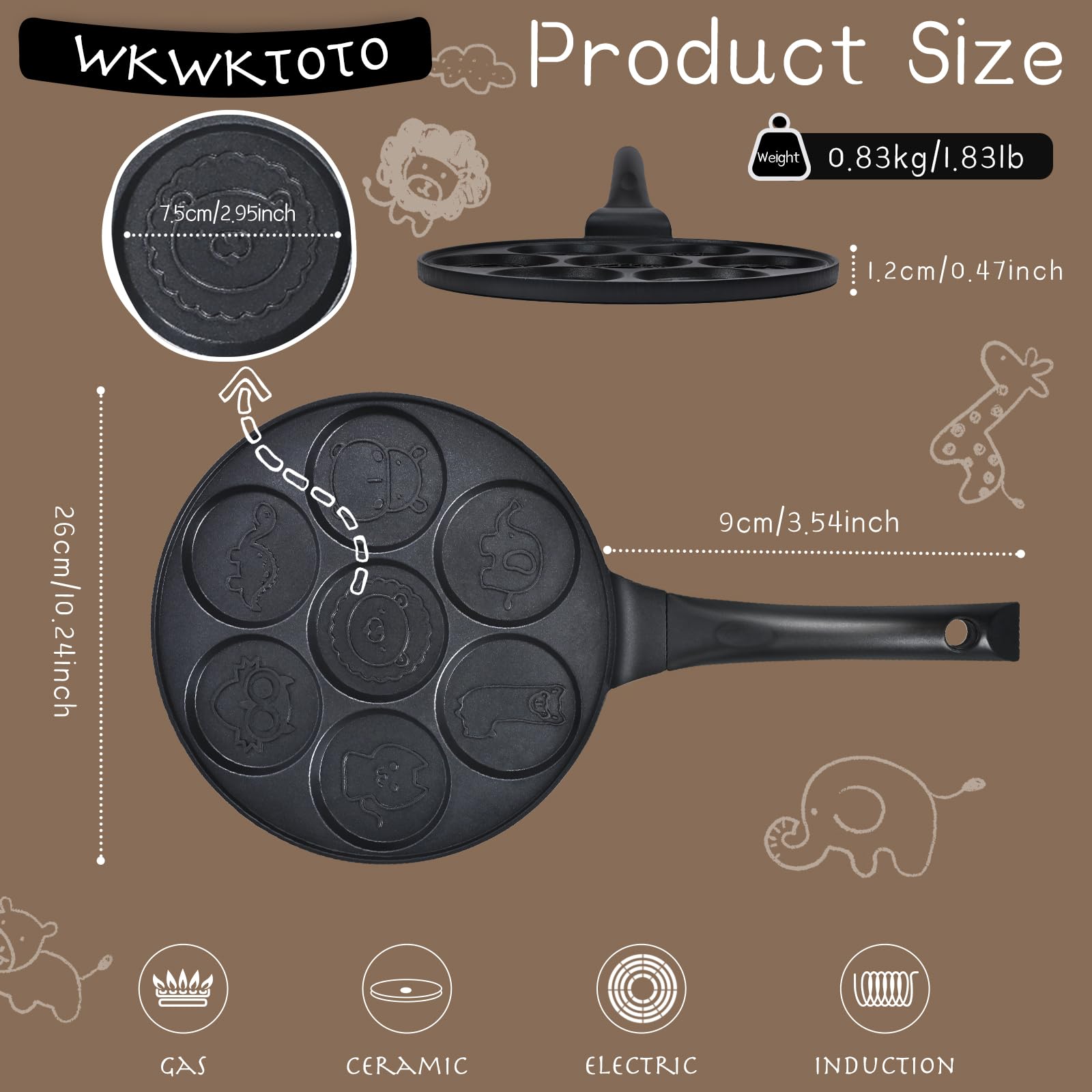 WKWKTOTO pancake pan works on induction and all stovetops.