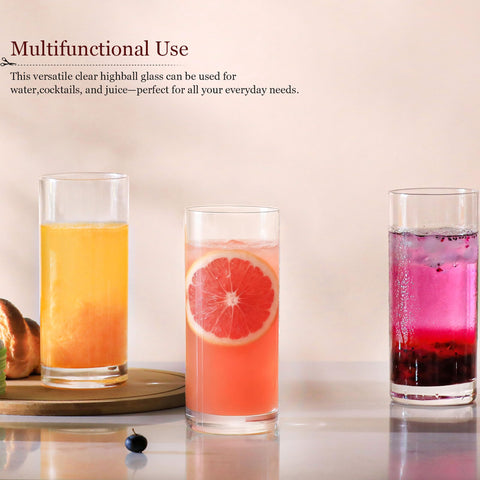 Wlasss dishwasher-safe highball glasses front view for everyday use