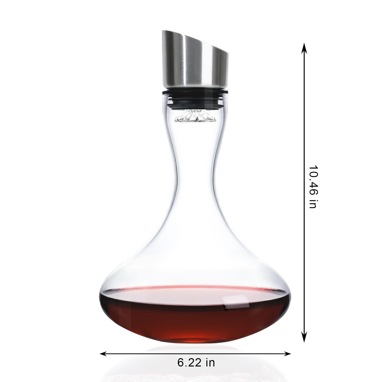 Wlasss double-layer filtration aerator speeds aeration and purifies wine flow.