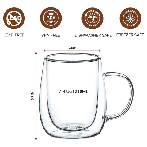 Wlasss glass espresso cups with handles provide comfortable grip for daily café-style drinks.