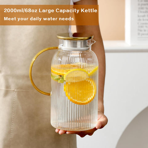 Wlasss lightweight, durable pitcher complements kitchen and table decor.