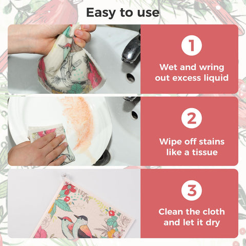 Wlich Swedish dishcloth floral pattern ideal for stylish kitchen cleaning tasks