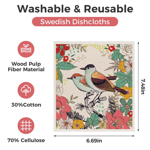 Wlich Swedish dishcloth floral pattern close-up showing absorbent fibers