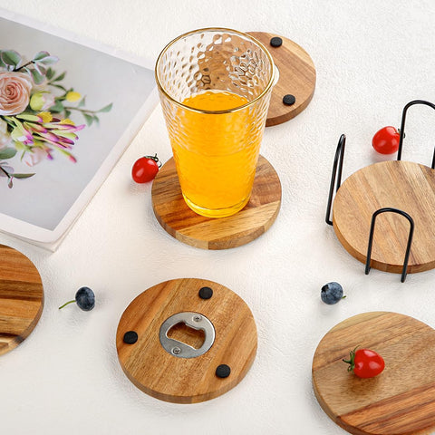 WLWNWFT coasters on dining table with non-slip pads prevent slides
