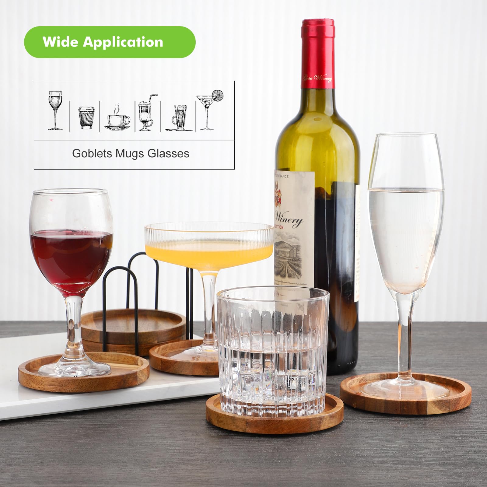 WLWNWFT eco-friendly acacia coaster supports sustainable tableware.