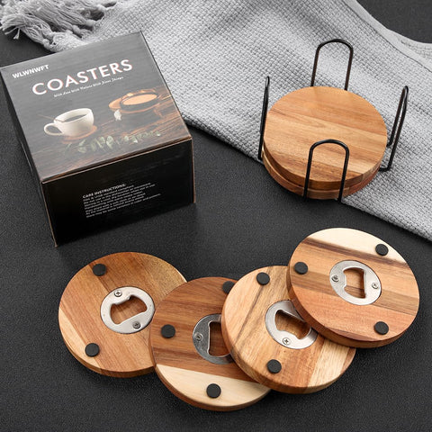 WLWNWFT eco-friendly reusable wood coasters reduce waste