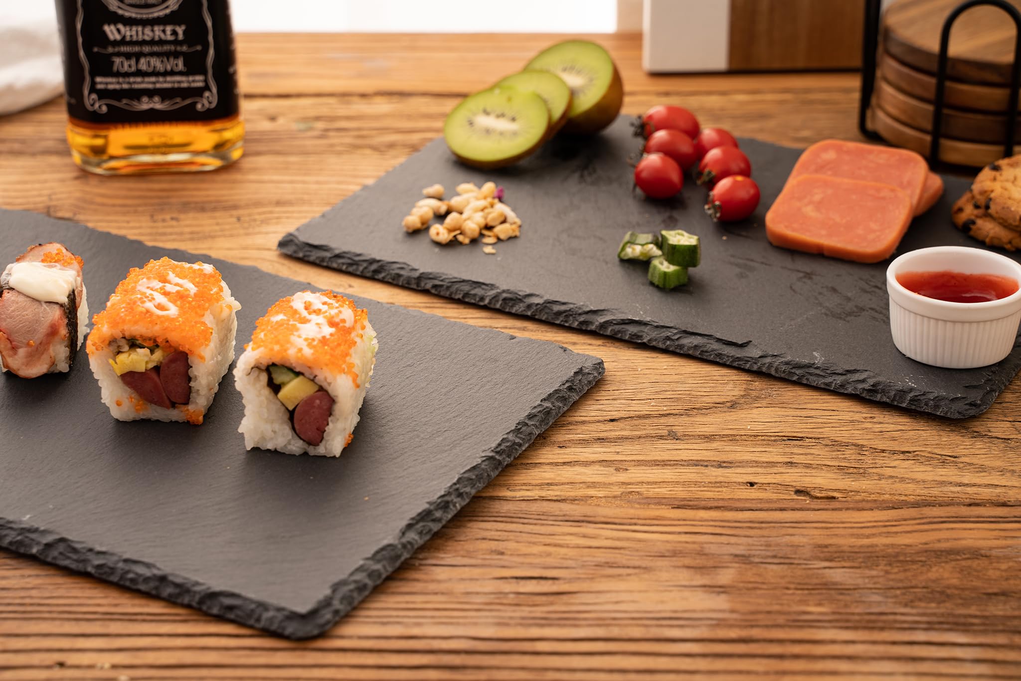 WLWNWFT rustic slate platter with natural texture and ample serving area