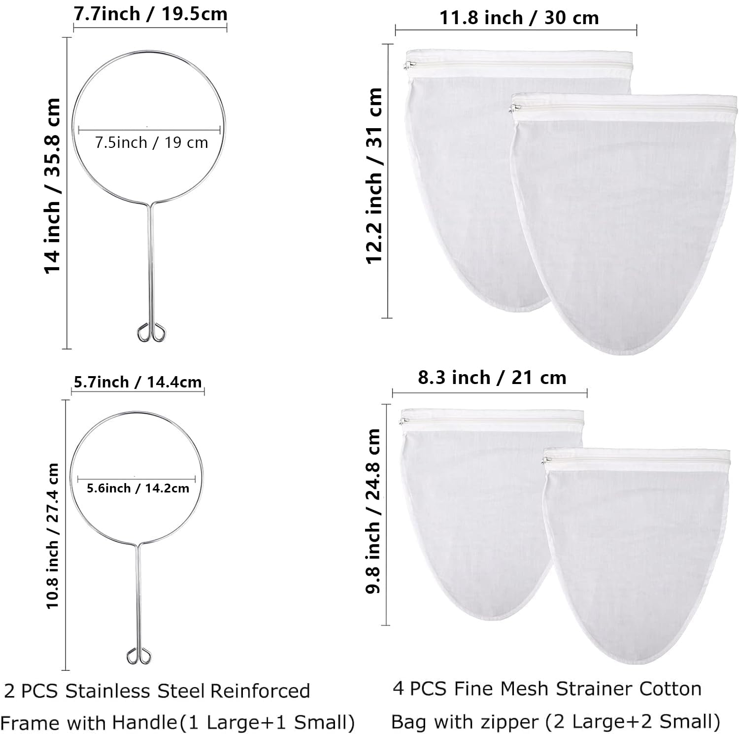 WMKGG ultra fine mesh strainer bag small frame ideal for nut milks