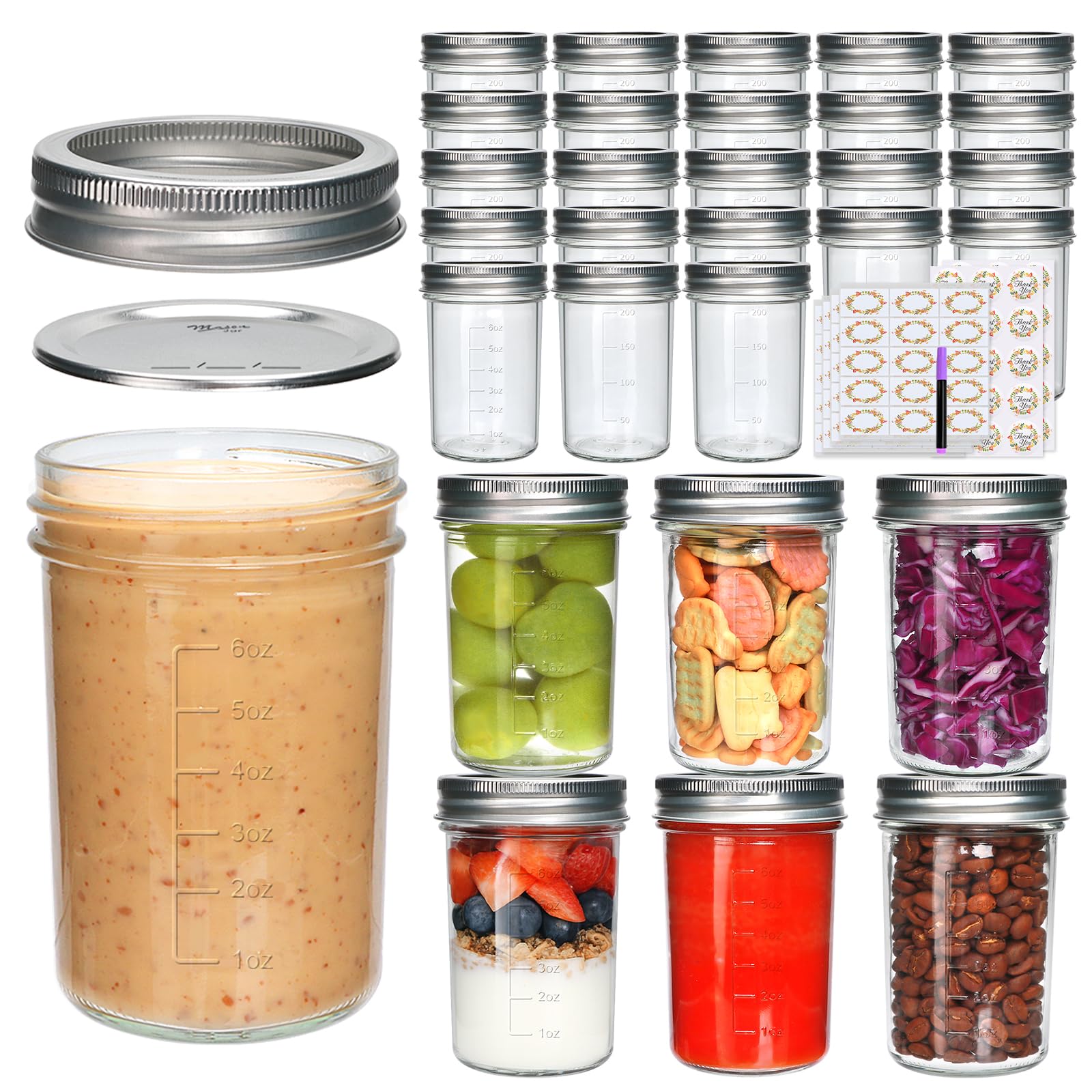 Woaiwo-q 8 oz mason jar with silver lid for fresh jam storage.