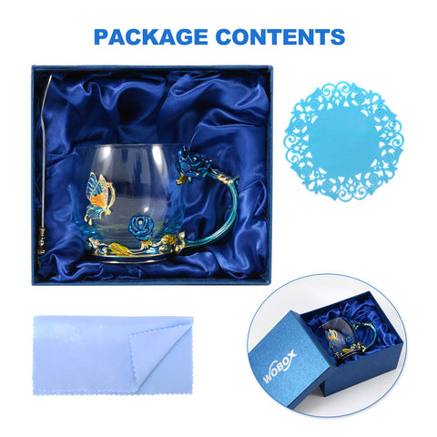 WOBOX mug with spoon, coaster, and cleaning cloth offers a complete gift set.