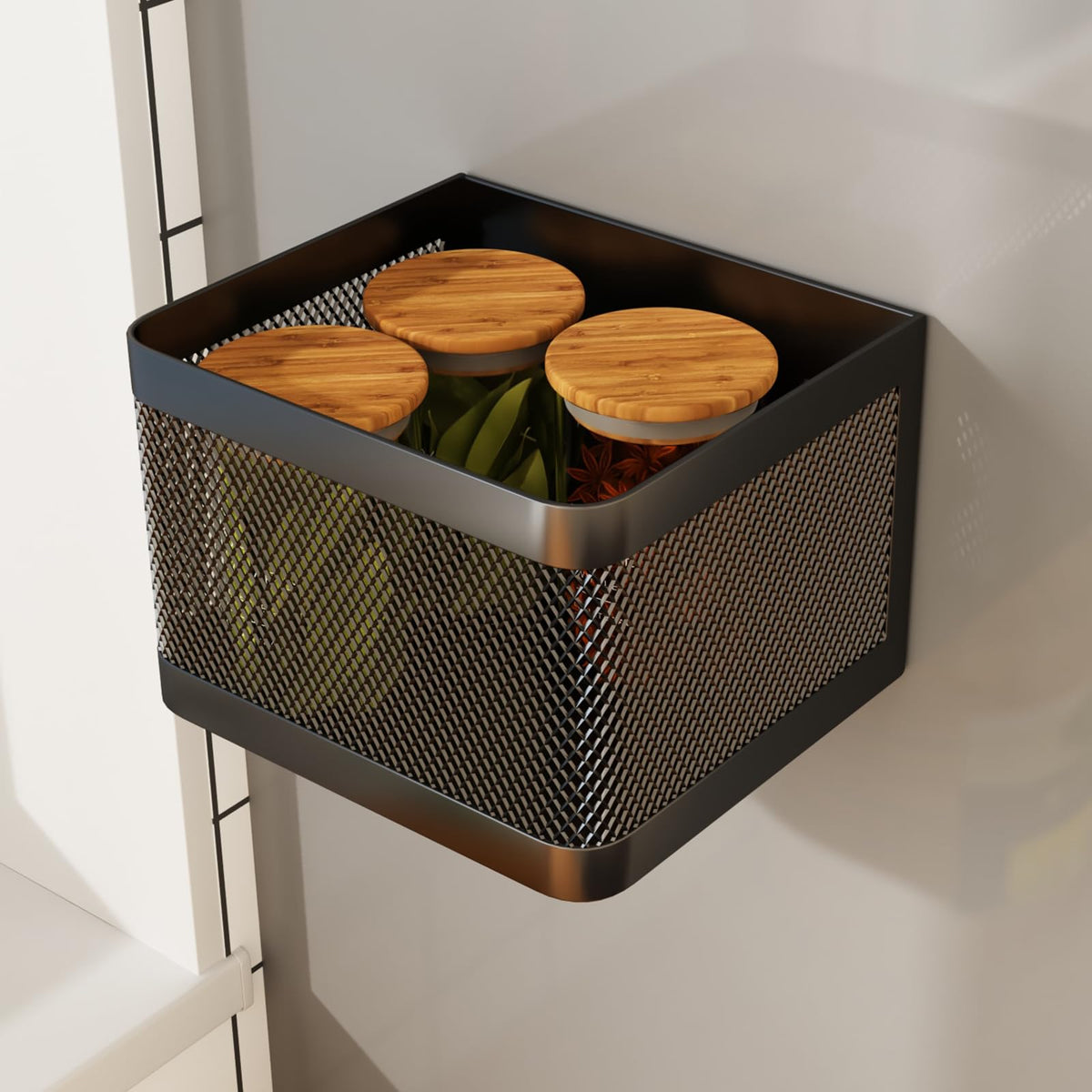 WOCHUANGSI magnetic fridge shelf compact option keeps spices within reach