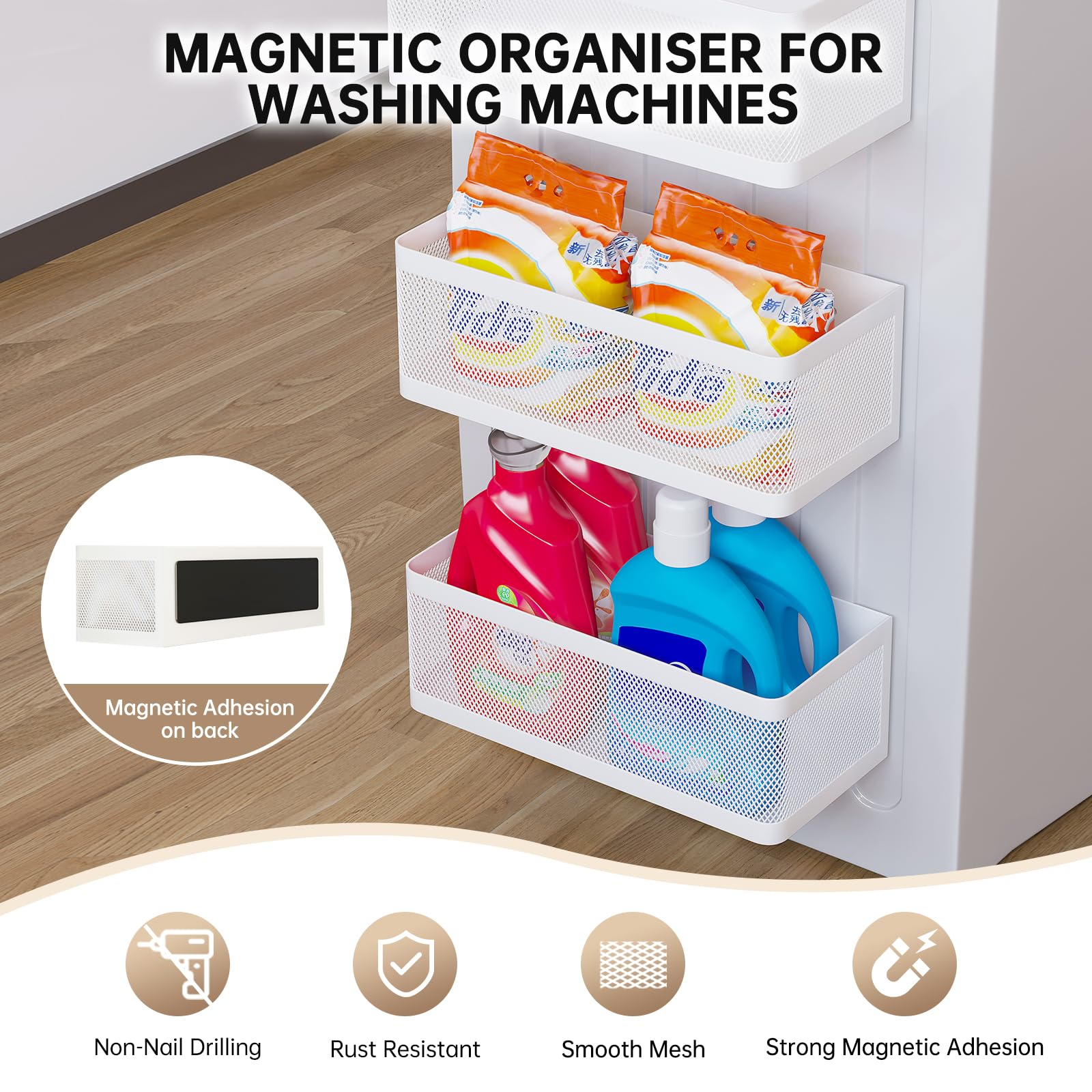 WOCHUANGSI sturdy mesh-lid organizer with rustproof construction