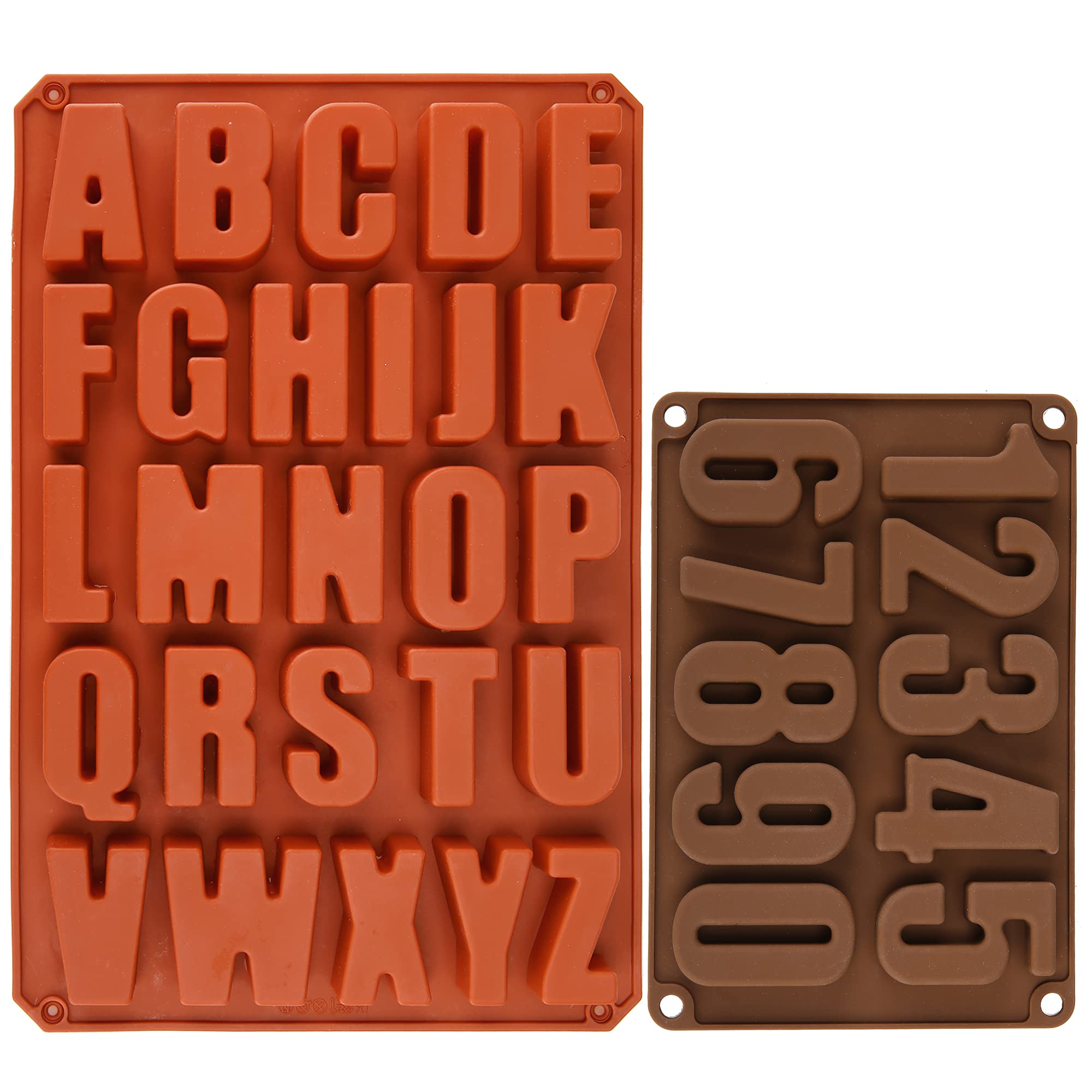 Wocuz two-pack large letter silicone mold shows abc letters for baking and crafts.