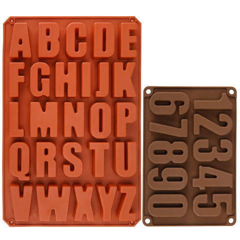 Wocuz two-pack large letter silicone mold shows abc letters for baking and crafts.