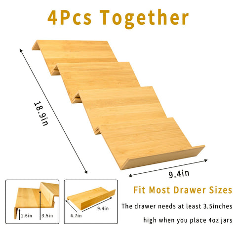 WodGod 4-tier spice rack stacks to fit various drawer sizes